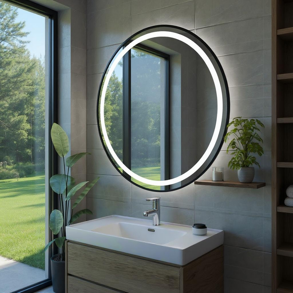 LED Işıklı Yuvarlak Banyo Aynası - Beyaz Işık