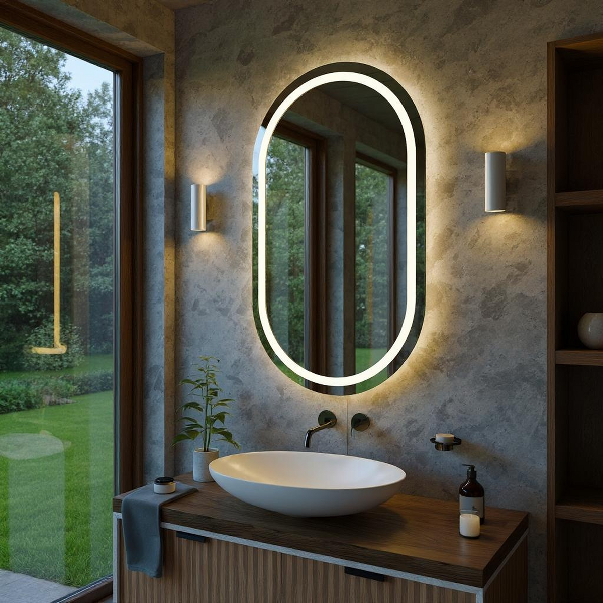 LED Işıklı Oval Banyo Aynası - Gün Işığı